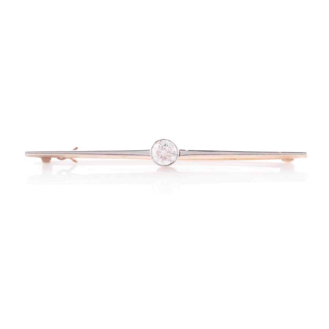 A Diamond Solitaire Bar Pin in 14K Gold (1 of 3)