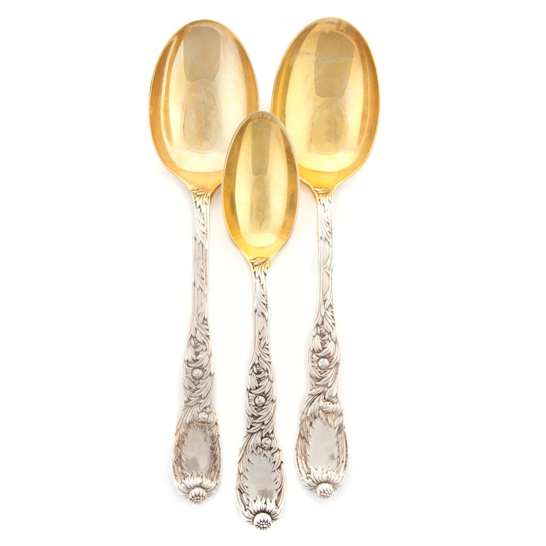 3 Tiffany "Chrysanthemum" sterling serving spoons (1 of 5)