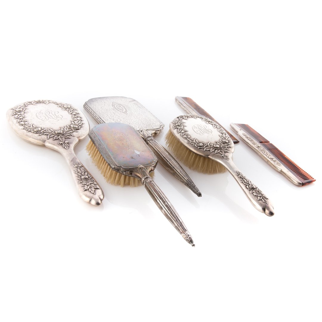 Two Victorian sterling silver vanity sets (1 of 4)