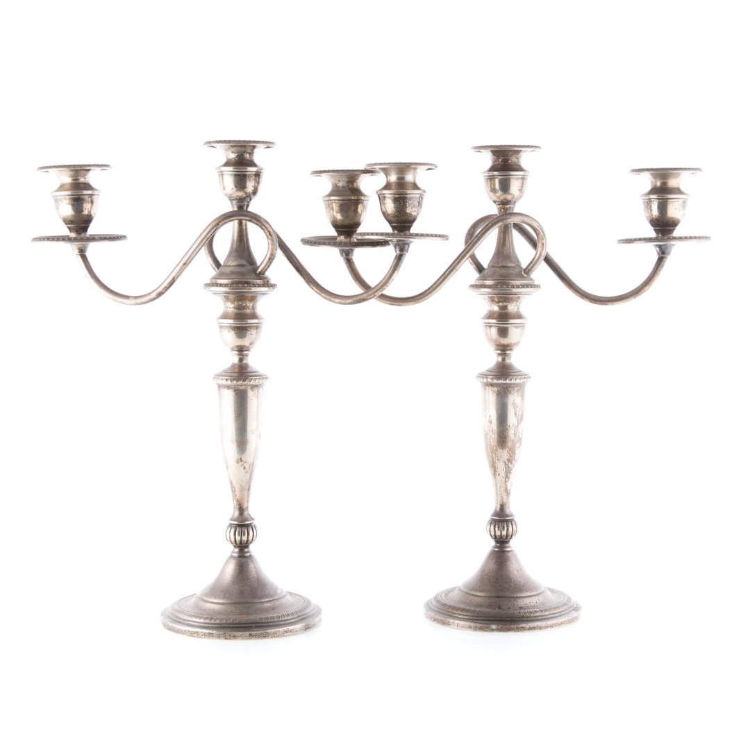 Pair of weighted sterling 3-light candelabra (1 of 5)