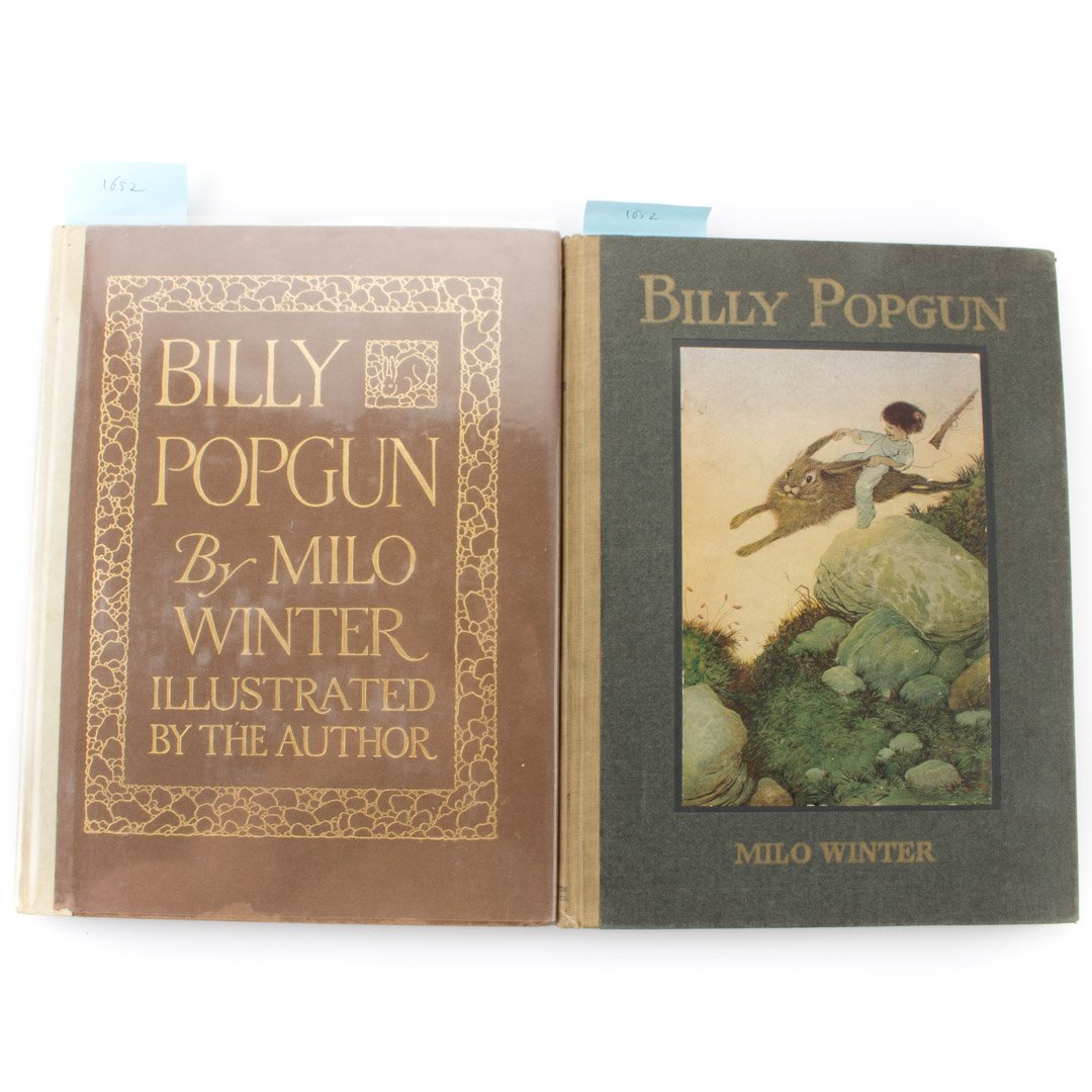 [Books] Milo Winter, Billy Popgun: First limited edition and first trade edition of Milo Winter; BILLY POPGUN (Boston: Houghton Mifflin, 1912) each a small folio: the limited edition, #265/350, printed on special paper, quarter vellum,