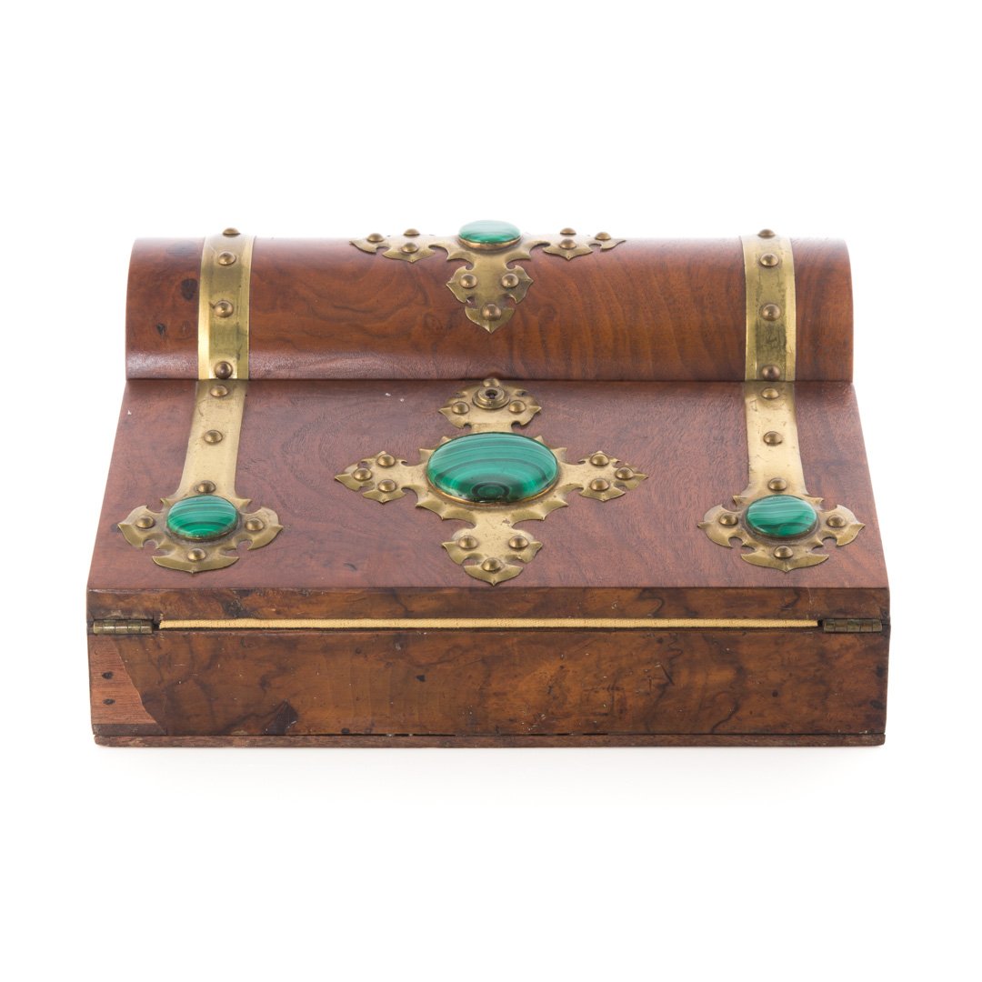 Russian brass-mounted burl walnut lap desk (1 of 3)