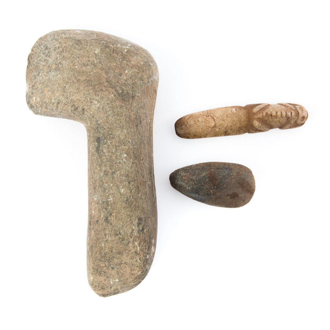 Three Pre-Columbian Taino stone objects (1 of 2)