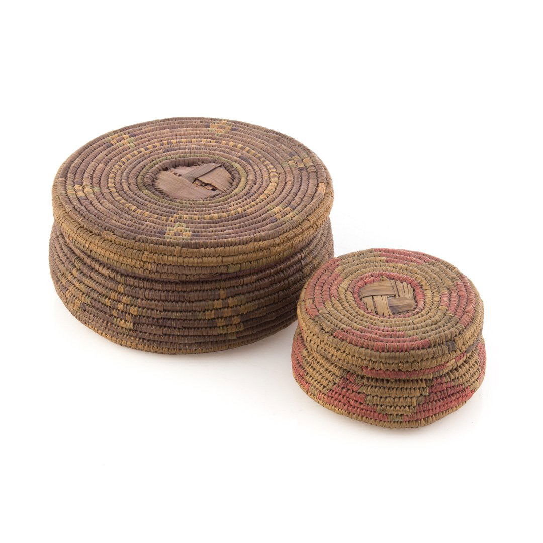 Two Native American woven covered baskets (1 of 3)