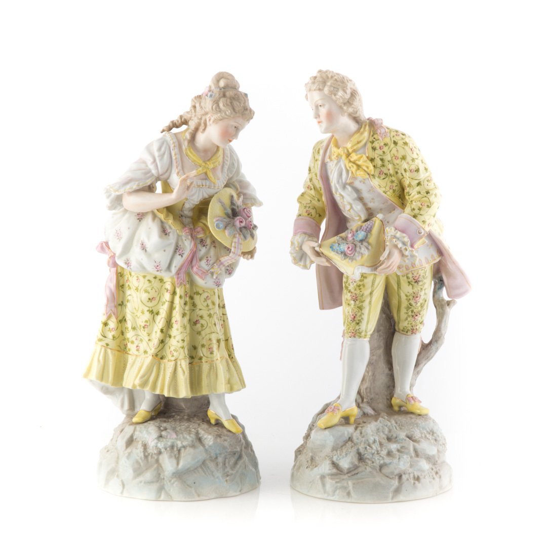 Pair of Meissen style porcelain figures (1 of 4)