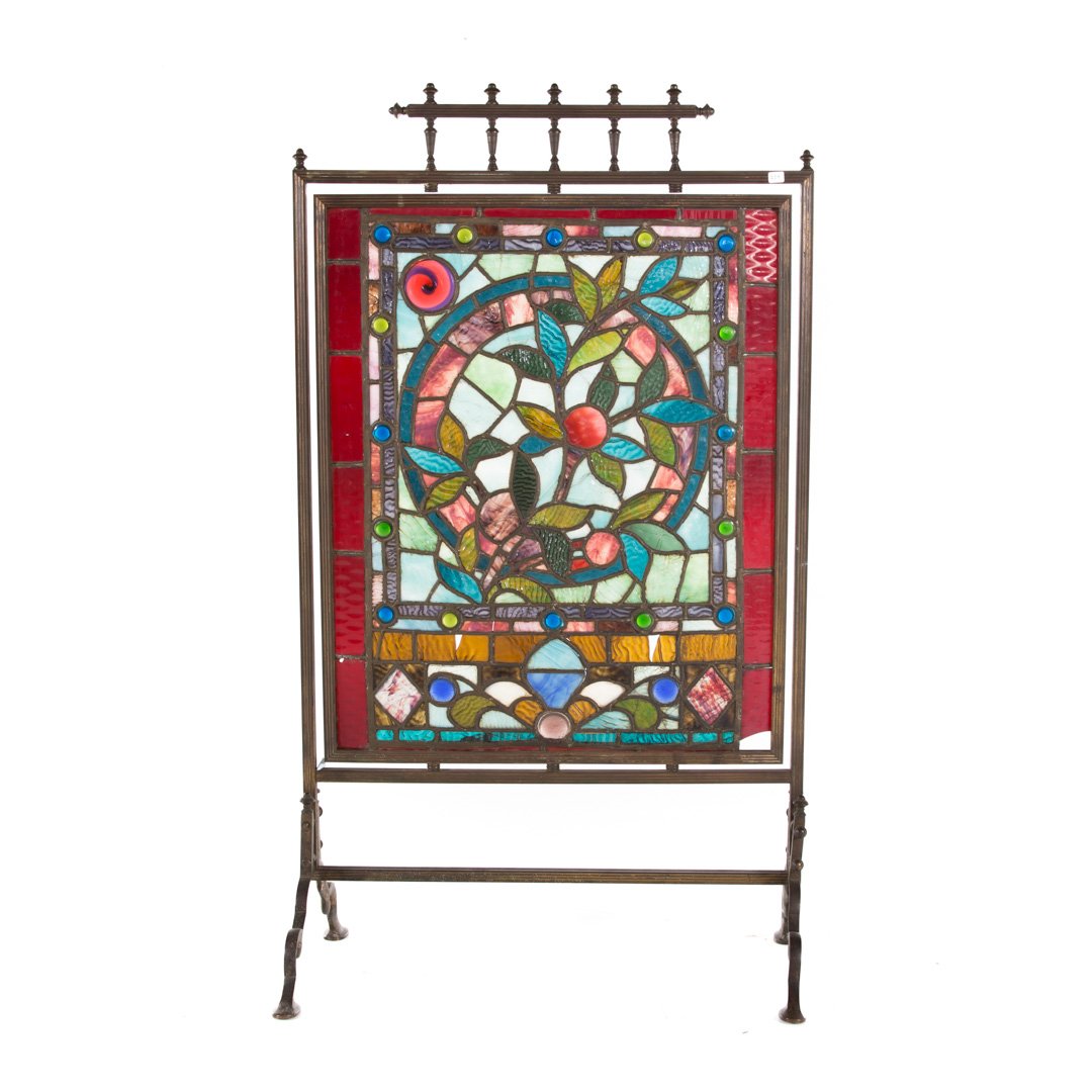 Aesthetic Movement leaded glass fire screen (1 of 5)