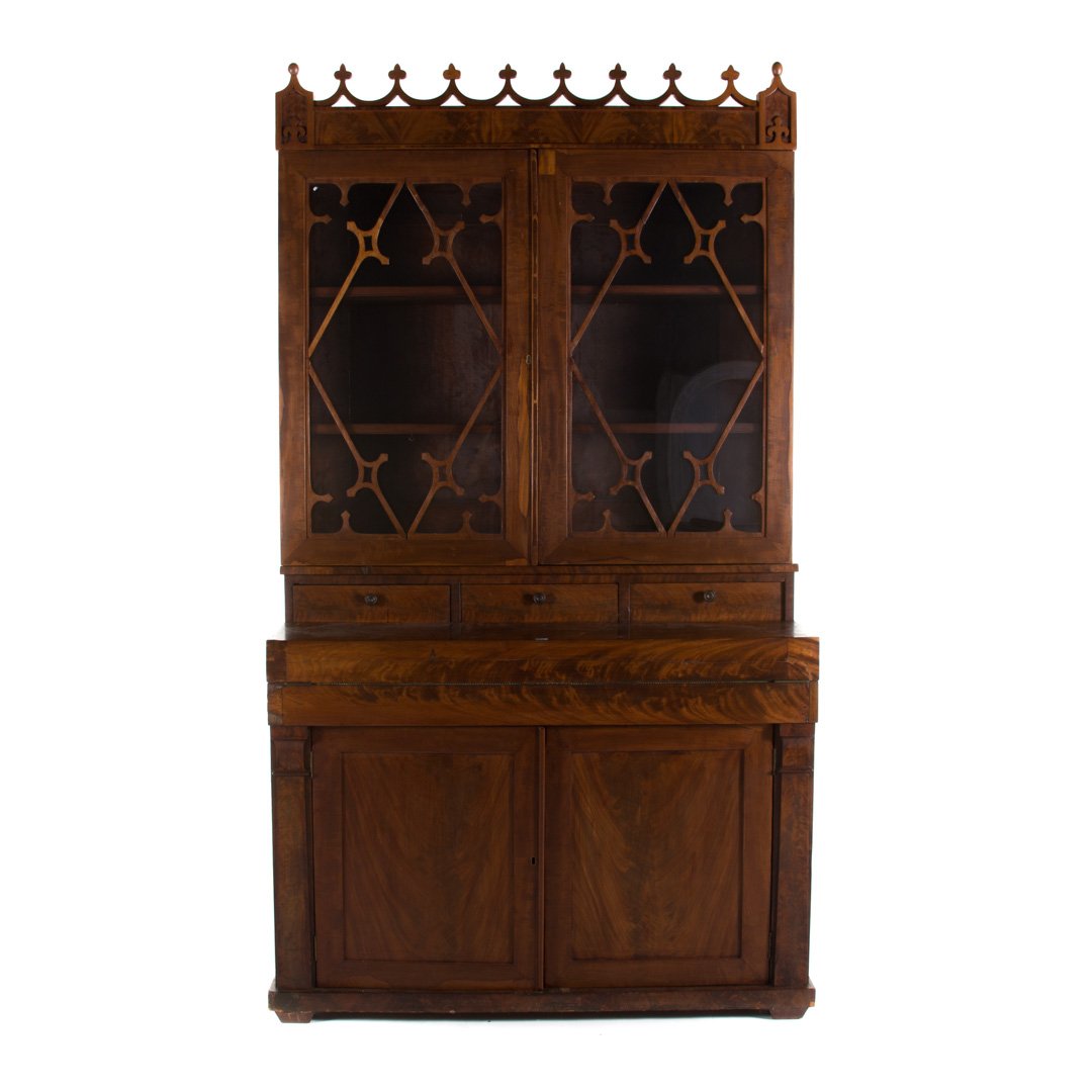American Gothic revival walnut secretary bookcase (1 of 5)