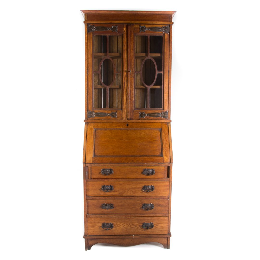 English Arts & Crafts oak secretary bookcase (1 of 4)