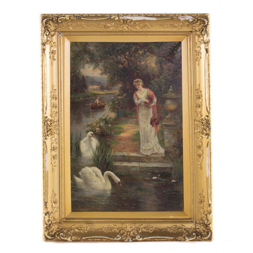 Henry Gordon. Feeding Swans, oil on canvas (1 of 3)