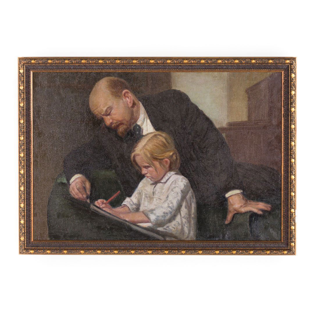 Russian School, e. 20th c. The Writing Lesson, oil (1 of 2)