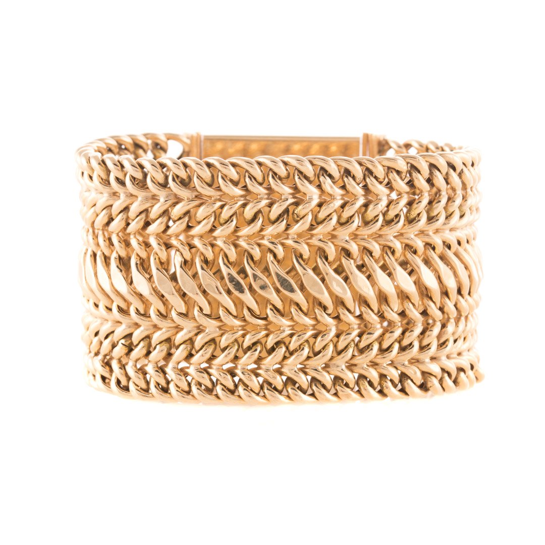 A Lady's 14K Wide Weave Bracelet (1 of 3)