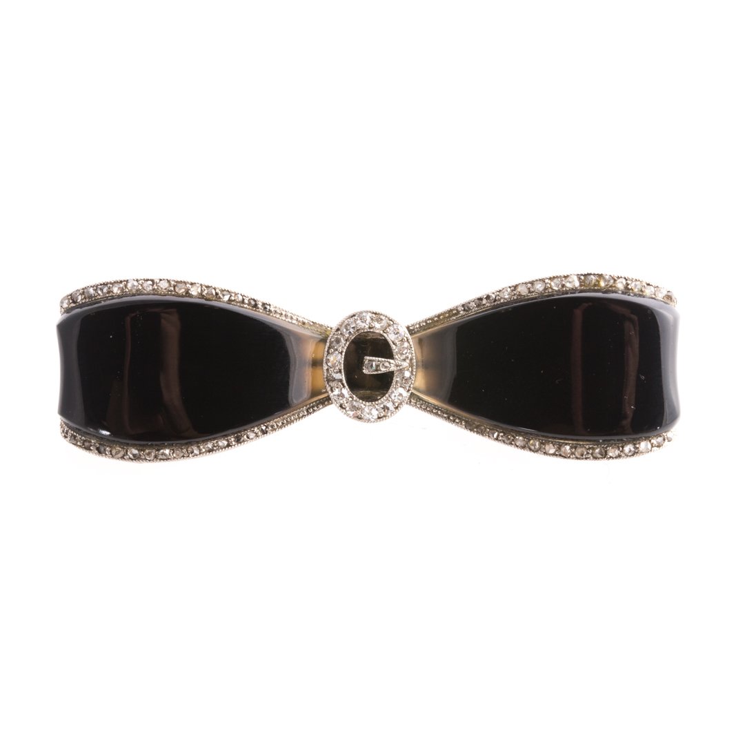 An Art Deco Black Onyx & Diamond Bow Pin (1 of 3)