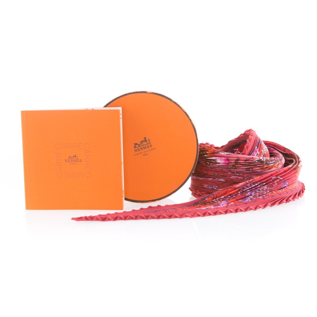 A Hermes “Turandot” Pleated Silk Scarf (1 of 5)