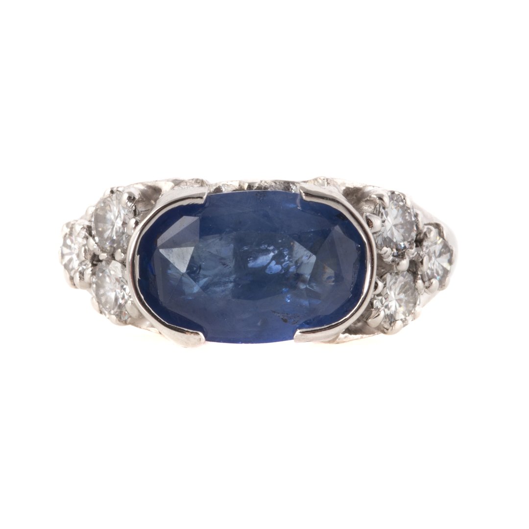 A Lady's Ceylon Sapphire & Diamond Ring (1 of 4)