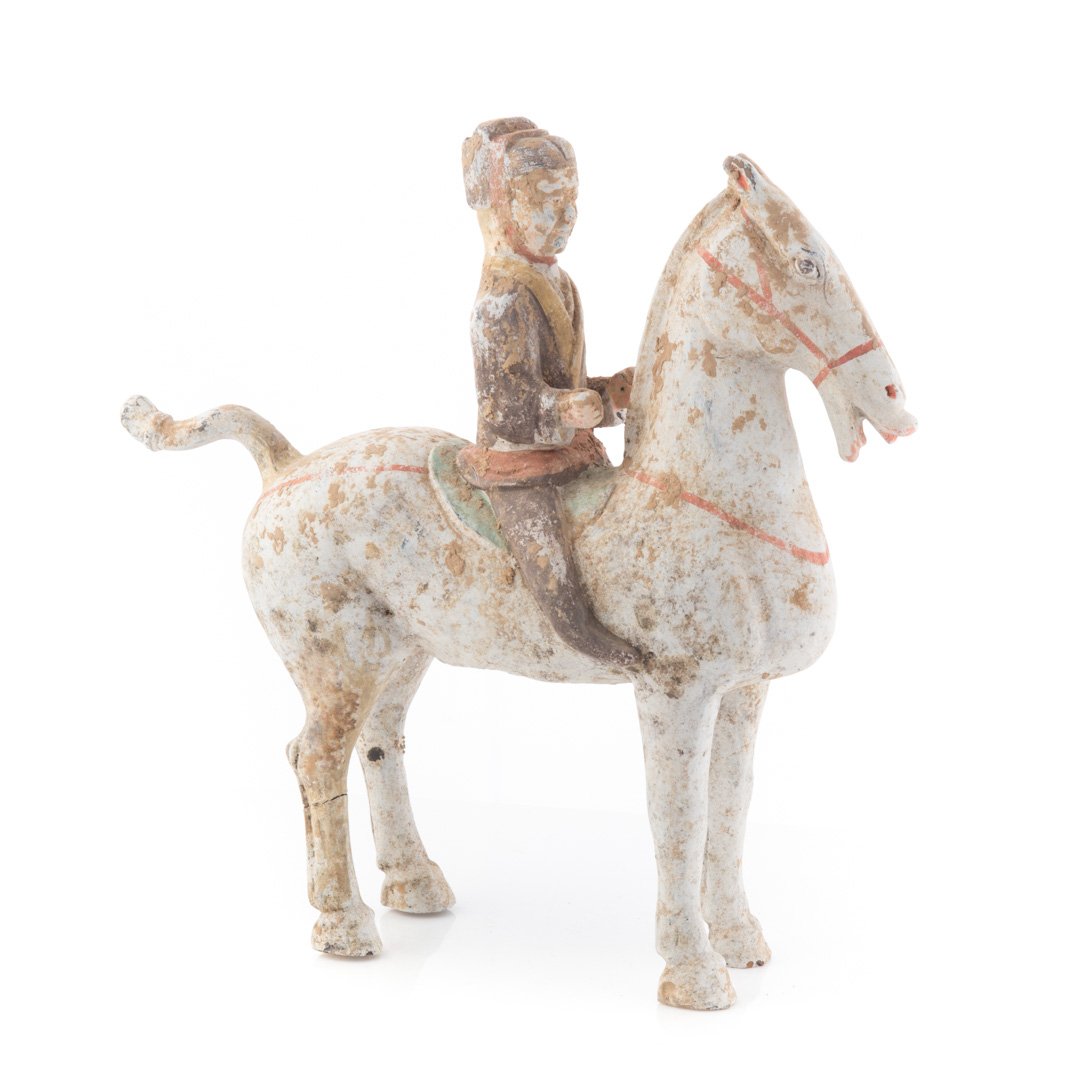 Chinese Han manner pottery mounted horseman (1 of 4)
