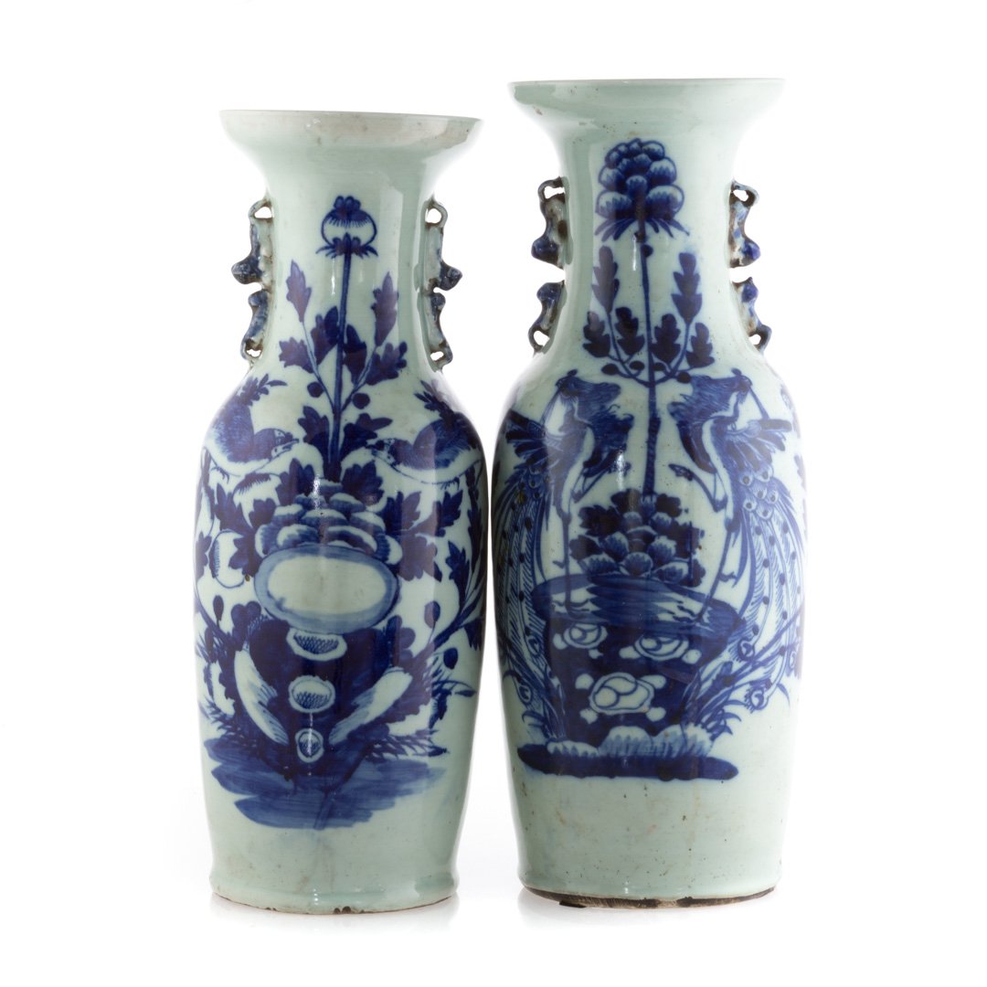 Two Chinese Export celadon/blue vases (1 of 5)