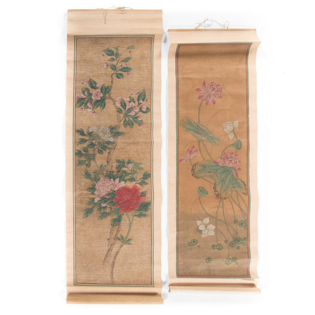 Two Chinese floral subject scrolls (1 of 3)