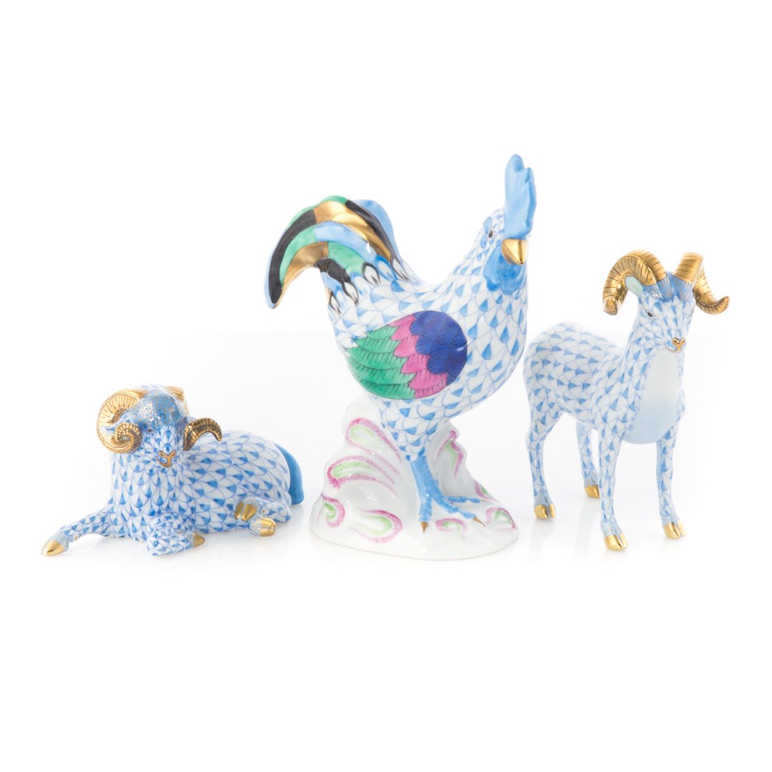 Herend porcelain ram, ewe, and rooster (1 of 3)