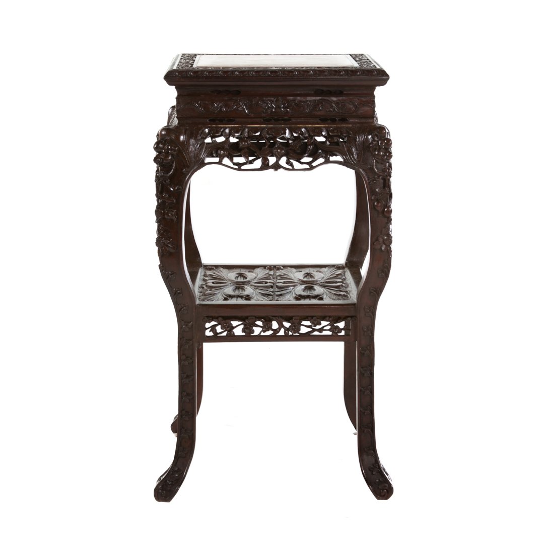 Chinese carved hardwood plant stand (1 of 4)