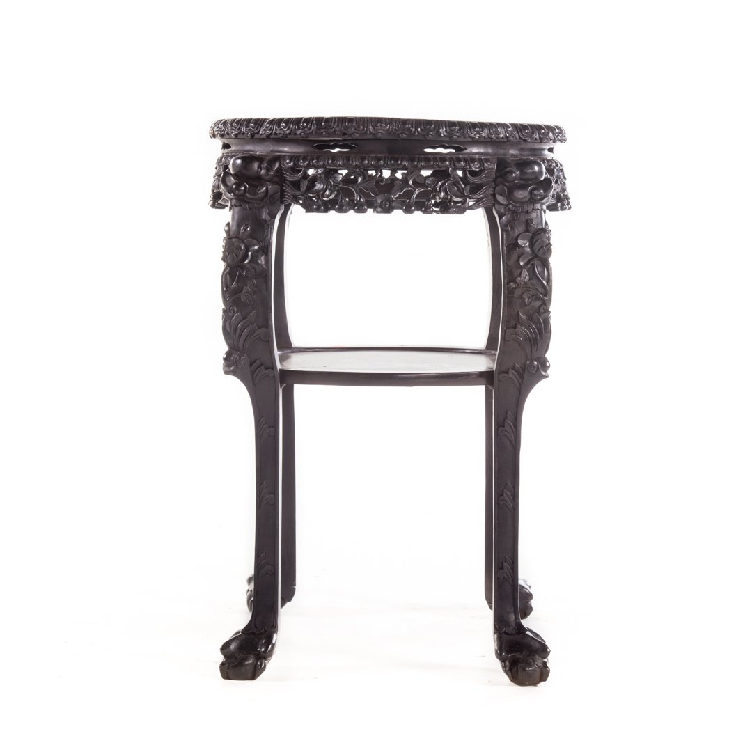 Chinese carved rosewood plant stand (1 of 3)