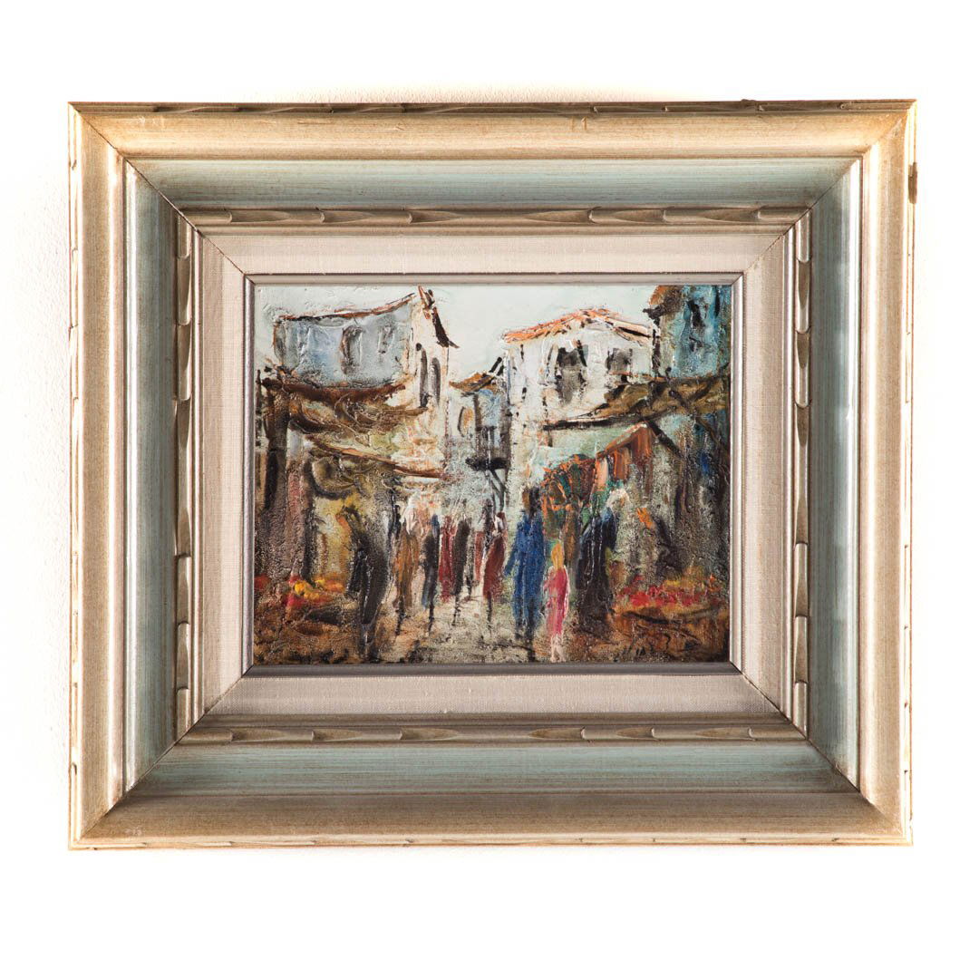 Zvi Raphaeli. "Market in Jerusalem," oil on canvas (1 of 4)