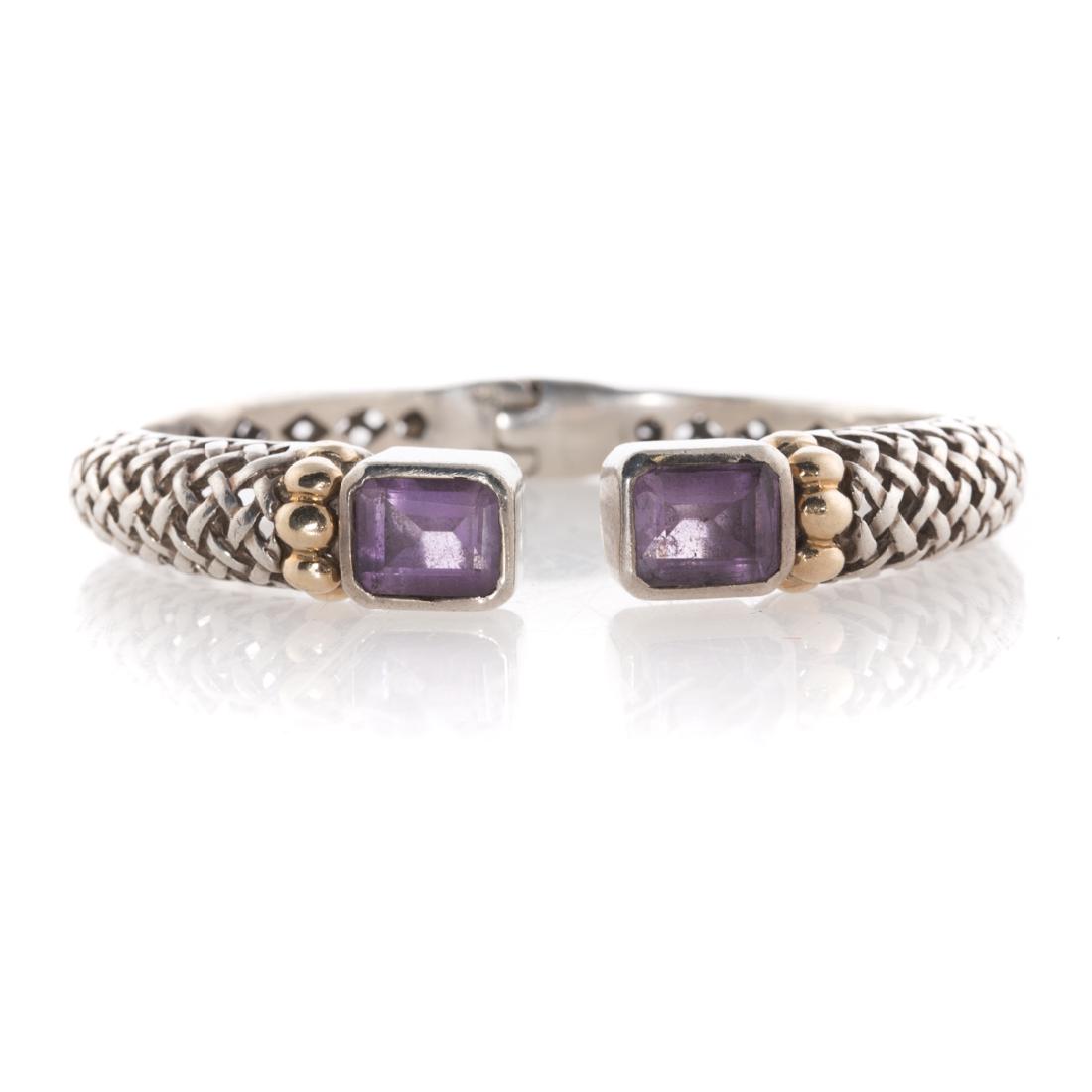 A Lady's Two Tone Amethyst Cuff Bracelet (1 of 4)