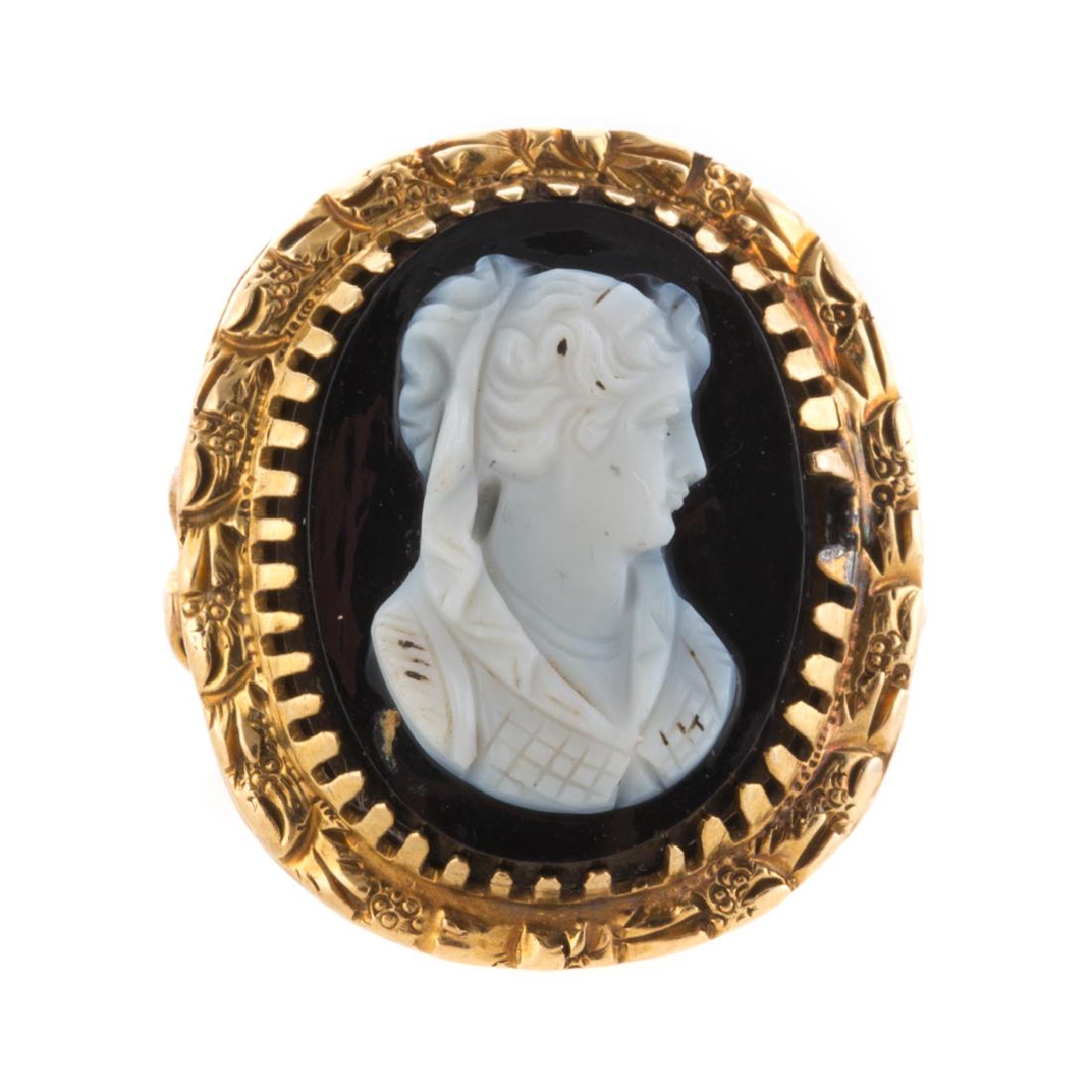 A Lady's 14K Hand Stone Cameo Ring (1 of 3)