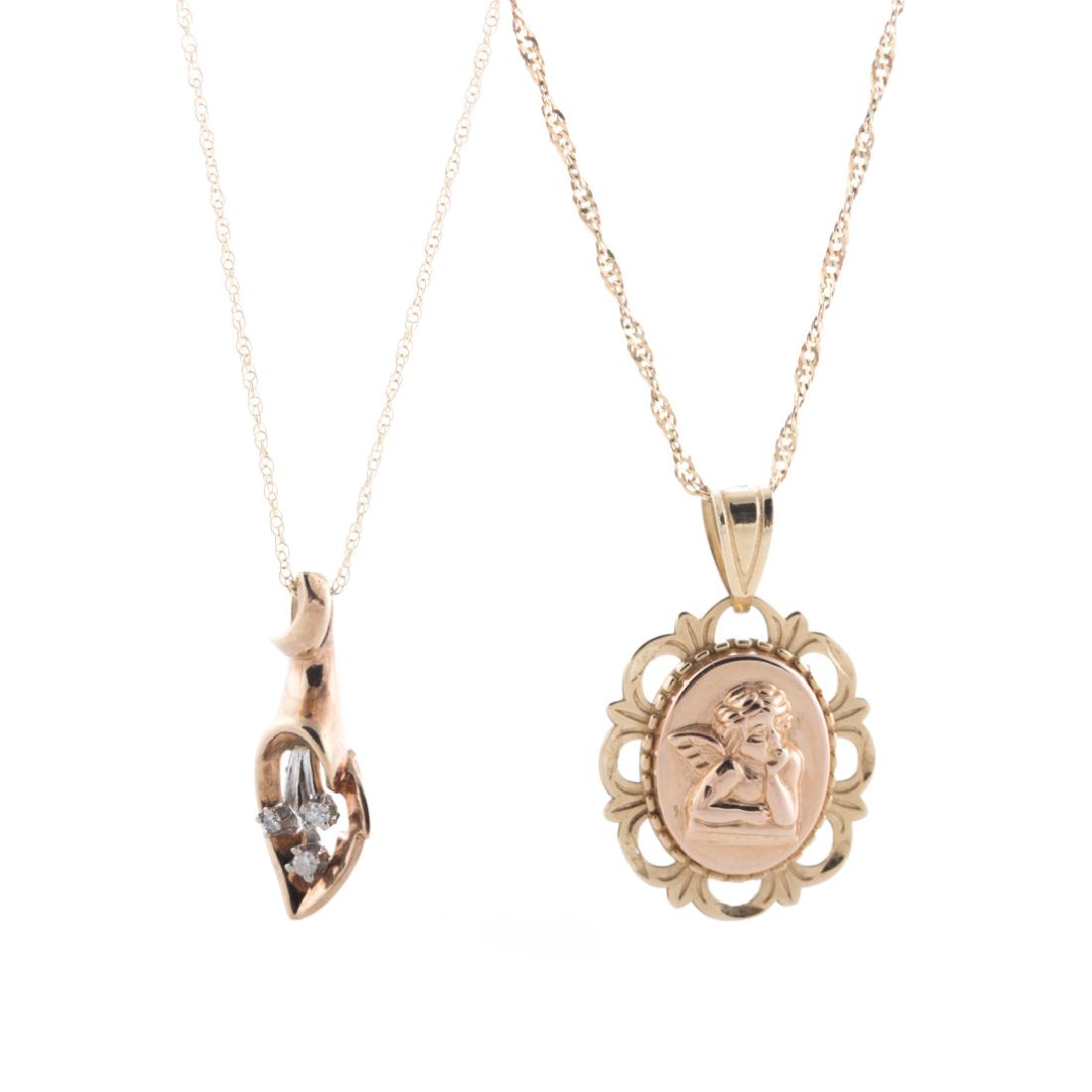 A pair of Lady's Gold Chains and Pendants (1 of 5)