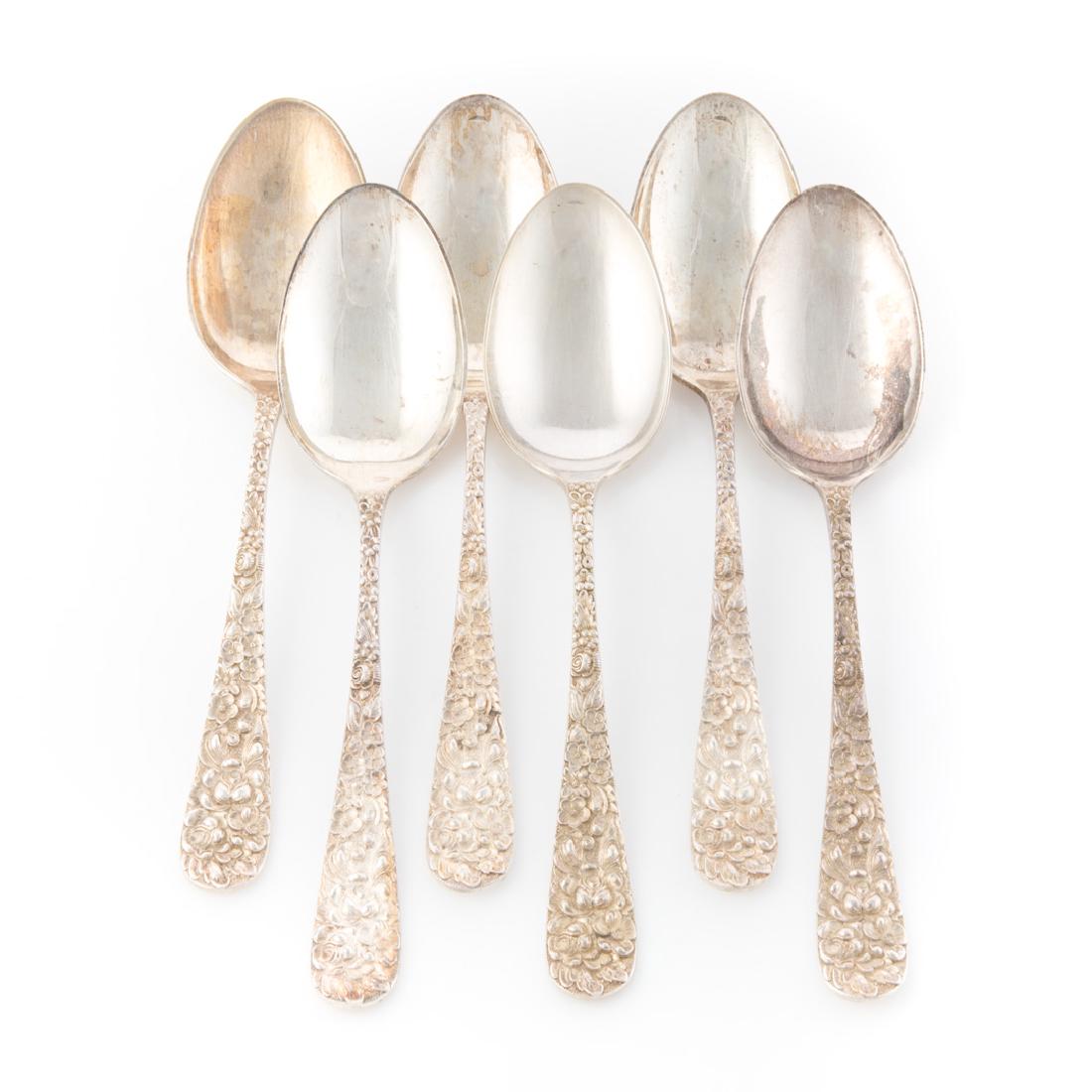 Set of 6 Stieff "Rose" sterling serving spoons (1 of 3)