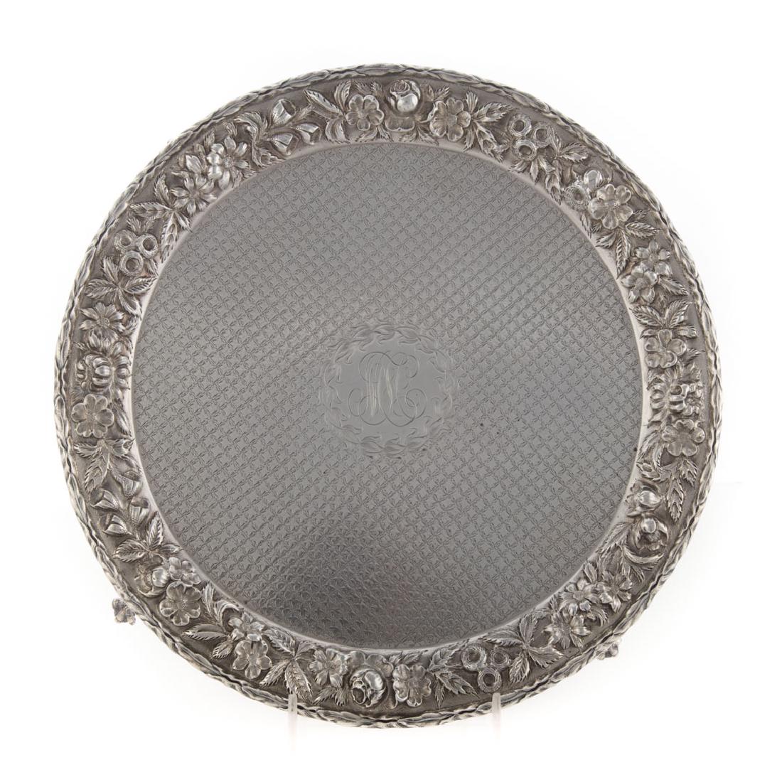 Kirk sterling round salver repousse-partial chased (1 of 3)