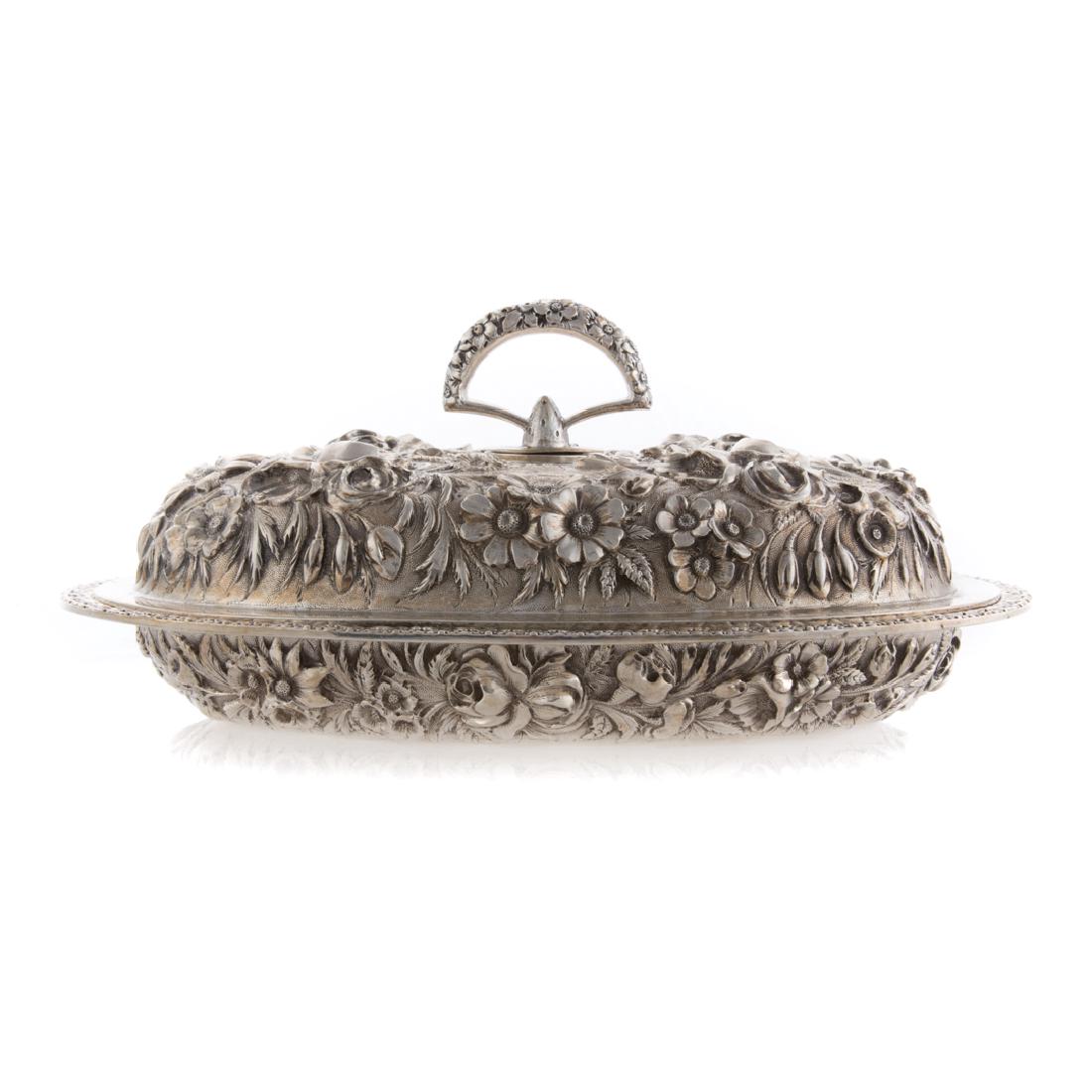 Stieff repousse sterling covered vegetable dish (1 of 6)