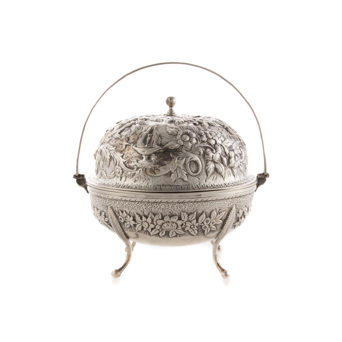 Rare early Kirk repousse coin silver butter dish (1 of 5)