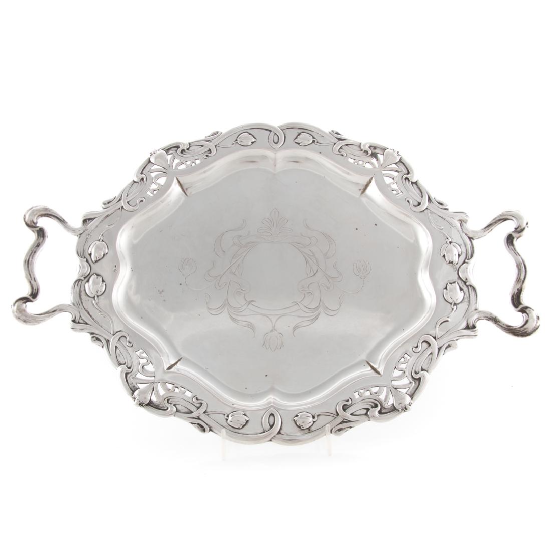 Austrian Art Nouveau silver double handle tray (1 of 5)