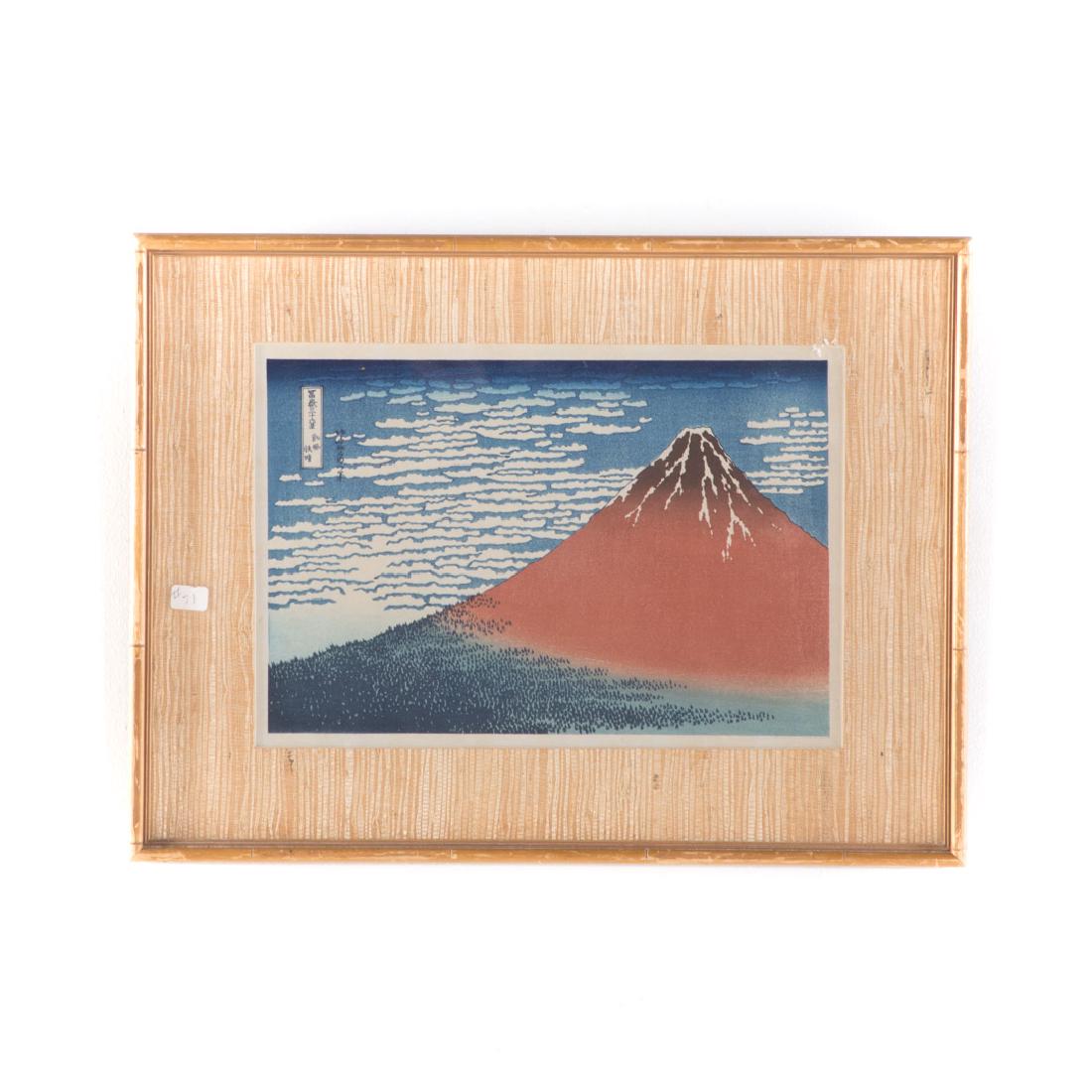 Hokusai, Red Fuji, color woodblock print (1 of 3)