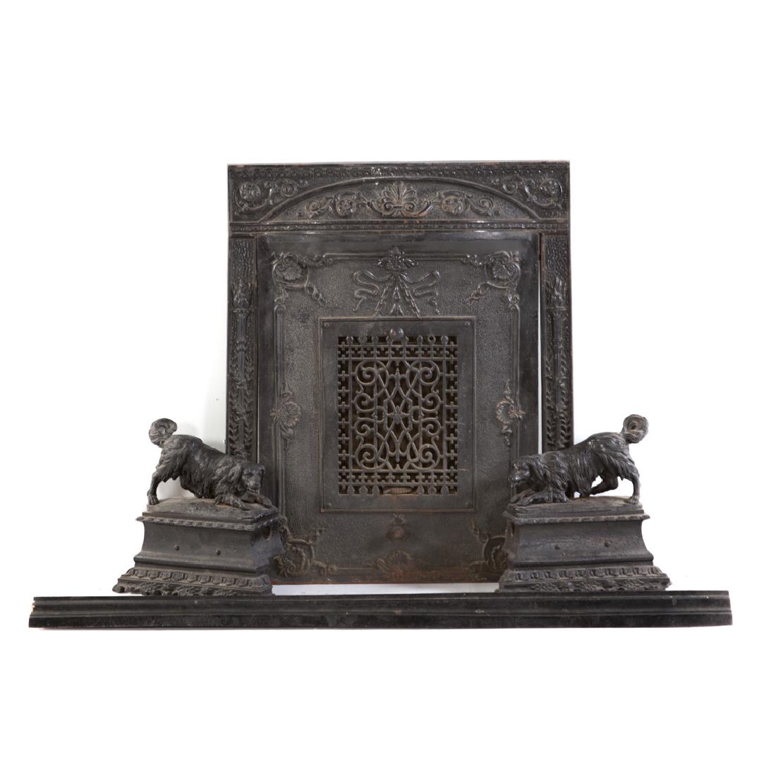 Victorian cast iron fireplace door and chenets (1 of 4)
