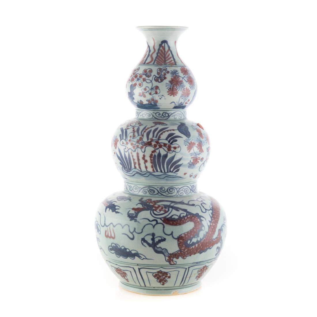 Chinese rouge de fer triple-gourd vase (1 of 4)
