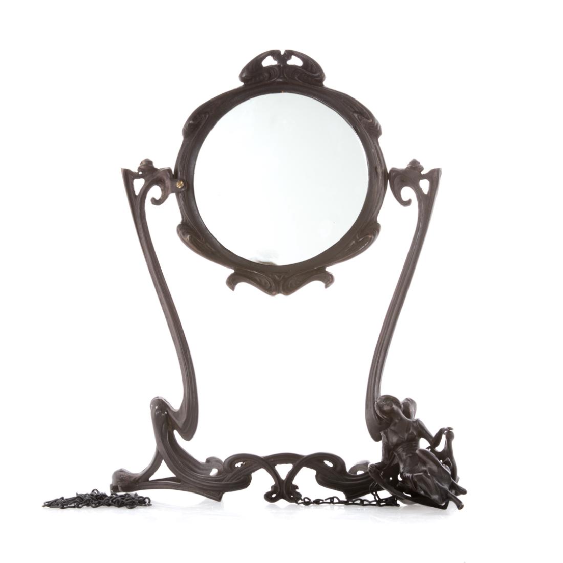 Art nouveau style bronze figural table mirror (1 of 5)
