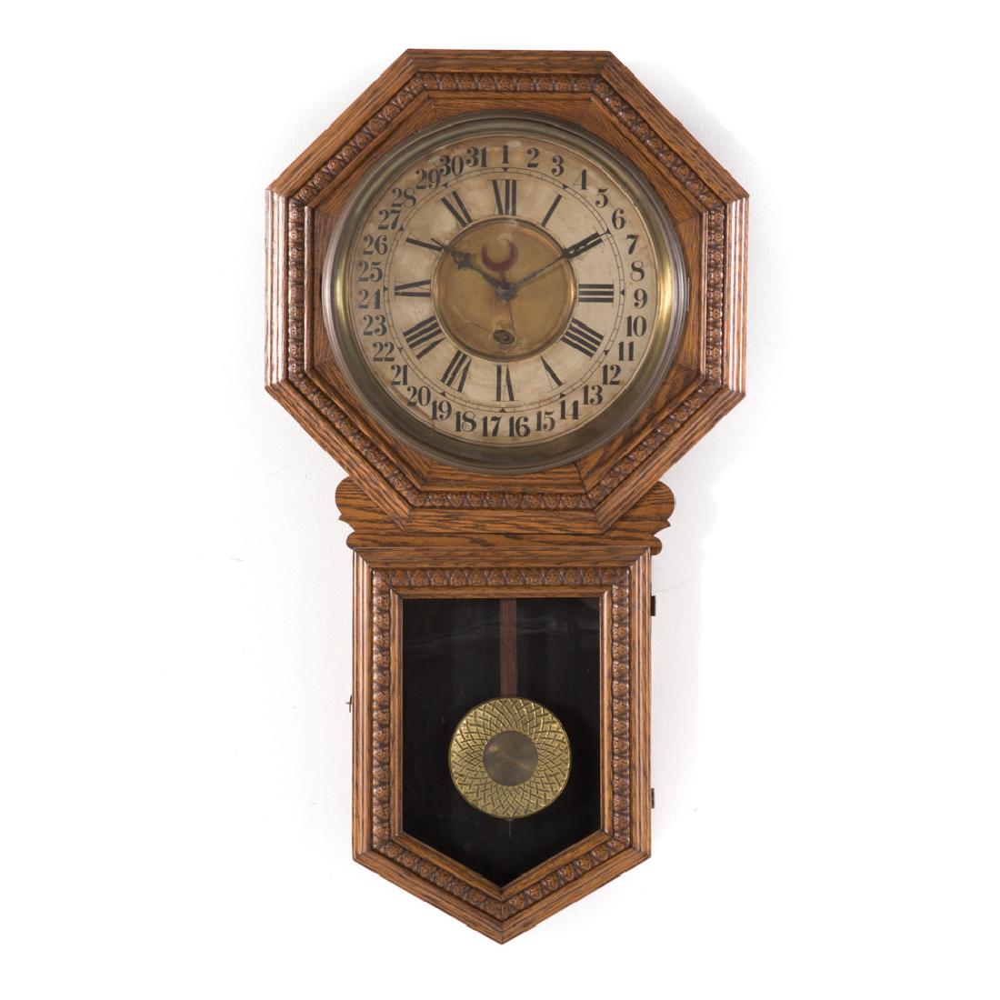 Welch oak wall calendar clock (1 of 5)