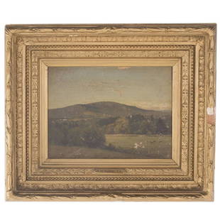 Richard William Hubbard. Landscape, oil on canvas: (American, 1816-1888). Signed "R.W. Hubbard" ll, 9 x 12 in., framed