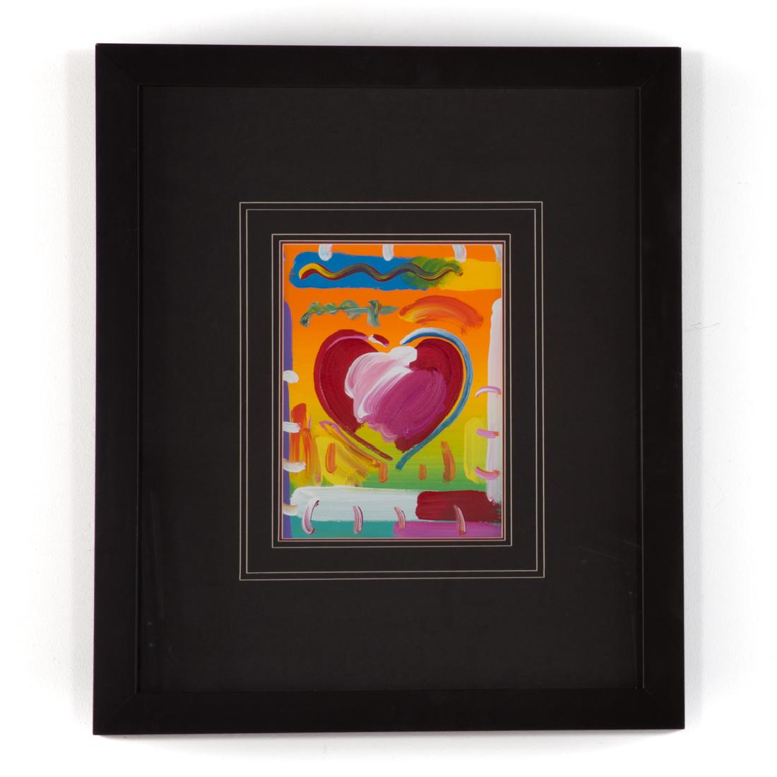 Peter Max. "Heart", acrylic on paper: (German/American, b. 1937). Signed "Max" ul, sight size: 11 1/2 x 8 1/2 in., framed; U.S. Treasure LLC label on verso