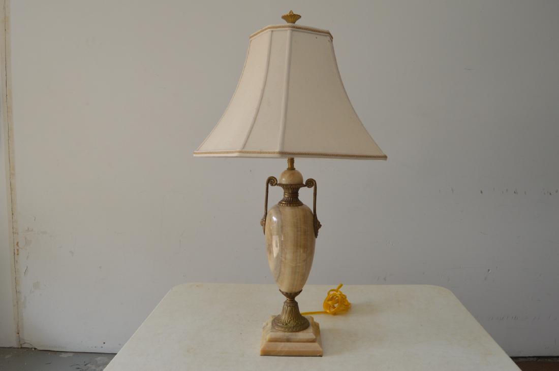 Solid Alabaster & Bronze Urn Shaped Vintage Table Lamp (1 of 11)