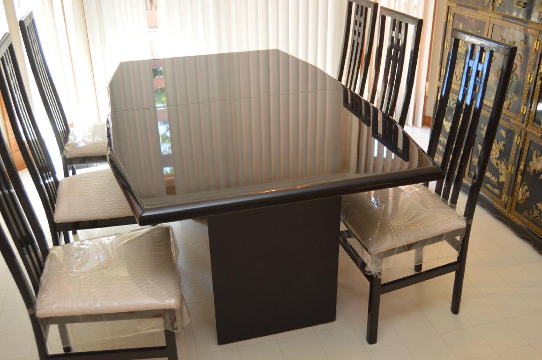 High Gloss Black Laminate Dining Table & 6 Chairs (1 of 20)