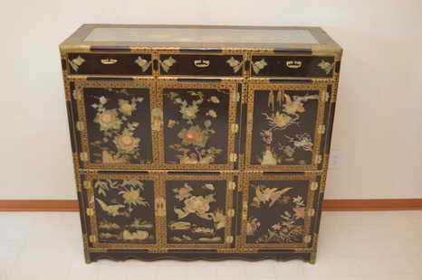 Estate 48 Online Auctions Mcm Antique Asian Furniture Art Rugs Antique Korean Chinese Cabinet W Soapstone Jade Asian Blue