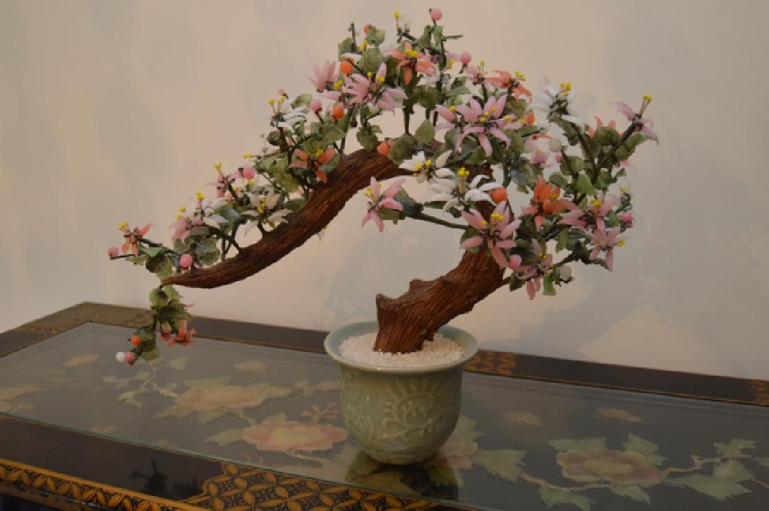 Jadite/Jadeite Stone & Pekin Glass Bonsai Tree (1 of 5)