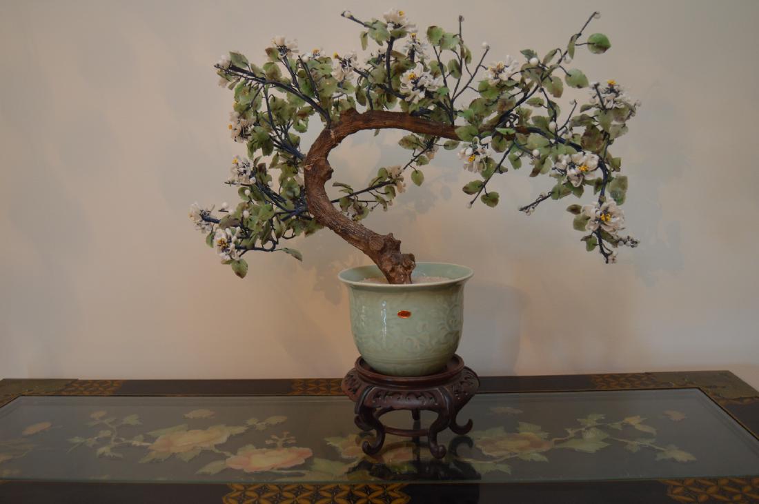 Jadite/Jadeite Stone & Pekin Glass  Bonsai Tree (1 of 8)