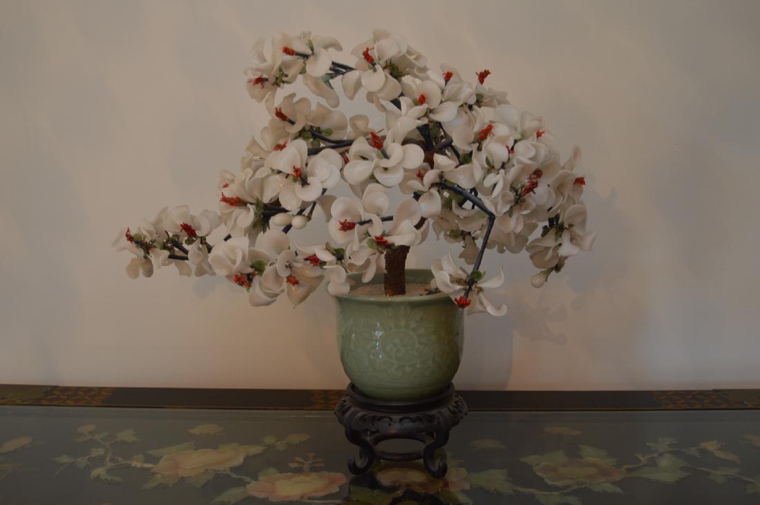 Jadite/Jadeite Stone & Pekin Glass  Bonsai Tree (1 of 7)