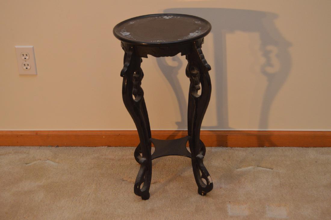 Antique Black Lacquered Stand w/ Pearl Inlay (1 of 5)