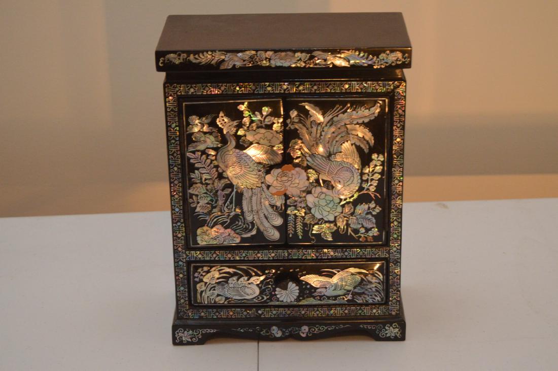 Black Lacquered Korean/Chinese Jewelry Box Mother Of (1 of 12)