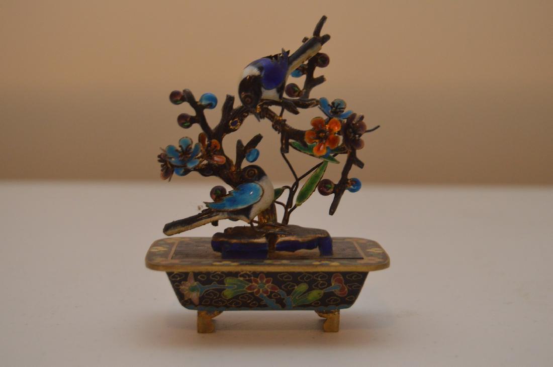 Enameled Cloisonne Birds on a tree 4" Tall 3" Wide (1 of 7)