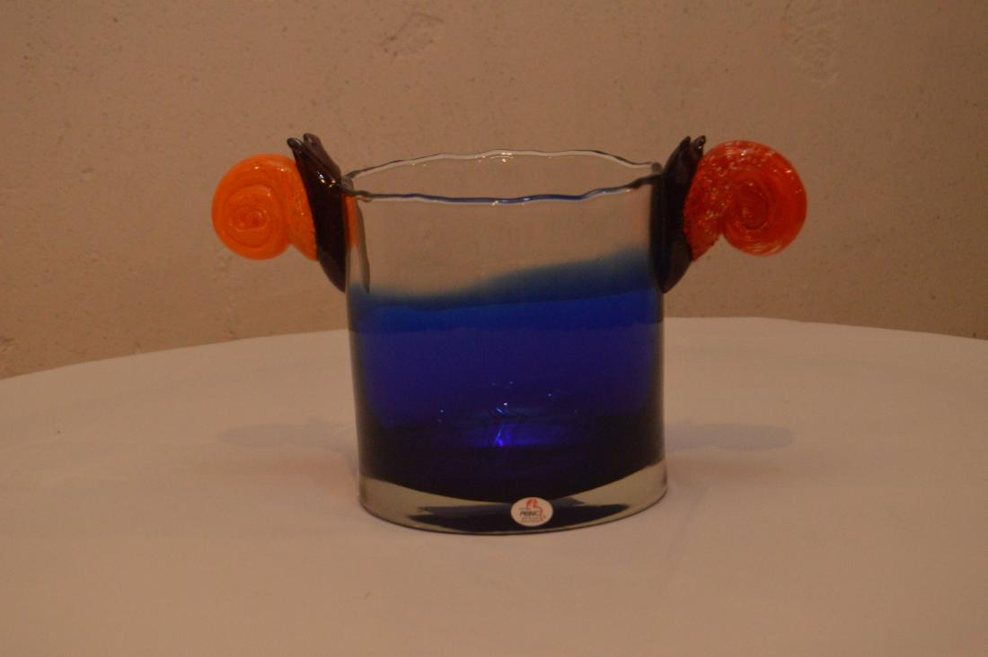 Cobalt Blue Art Glass Ice Bucket PRINC Czech Republic (1 of 4)